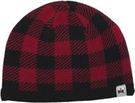 officially licensed international harvester men's beanie hat - ih logo buffalo plaid winter hat, red and black, one size logo