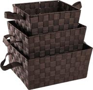 🧺 wuweot 3 pack woven storage basket: versatile, durable, and stylish storage solution for closet, shelf, dresser, bathroom, pantry, and office logo