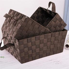 img 1 attached to 🧺 WUWEOT 3 Pack Woven Storage Basket: Versatile, Durable, and Stylish Storage Solution for Closet, Shelf, Dresser, Bathroom, Pantry, and Office