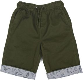 img 4 attached to 🩳 Bienzoe Cotton Twill Elastic Shorts: Comfortable and Stylish Boys' Clothing