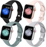 📱 geekspark 4 pack тонкий ремешок для apple watch 38mm 40mm 42mm 44mm для женщин и мужчин, узкий мягкий силиконовый заменяемый ремешок для iwatch se/series 6/5/4/3/2/1 логотип