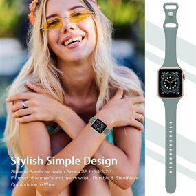 img 2 attached to 📱 GeekSpark 4 Pack Тонкий Ремешок для Apple Watch 38mm 40mm 42mm 44mm для Женщин и Мужчин, Узкий Мягкий Силиконовый Заменяемый Ремешок для iWatch SE/Series 6/5/4/3/2/1