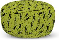 🦎 ambesonne lizards ottoman pouf: stylish reptile-inspired foot rest with removable apple green cover for living room and bedroom décor logo