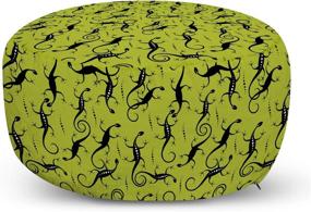 img 4 attached to 🦎 Ambesonne Lizards Ottoman Pouf: Stylish Reptile-Inspired Foot Rest with Removable Apple Green Cover for Living Room and Bedroom Décor