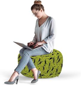 img 3 attached to 🦎 Ambesonne Lizards Ottoman Pouf: Stylish Reptile-Inspired Foot Rest with Removable Apple Green Cover for Living Room and Bedroom Décor