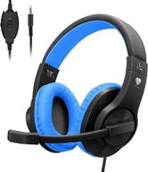 🎧 raise professional gaming headphones with led light, 3.5mm bass stereo, noise isolation, over-ear earphones with microphone and volume control for sony ps4, laptop, computer (dark blue) logo