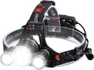 💡 rechargeable headlamps 6000 lumens super bright waterproof headlight for camping, hunting, running, hiking & reading - lightweight head lights for adults and kids - 4 modes logo