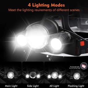 img 3 attached to 💡 Rechargeable Headlamps 6000 Lumens Super Bright Waterproof Headlight for Camping, Hunting, Running, Hiking & Reading - Lightweight Head Lights for Adults and Kids - 4 Modes