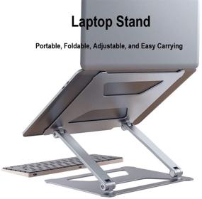 img 3 attached to Adjustable Ergonomic Laptop and Tablet Stand by JoiseTech - Multi-Functional Foldable Computer Notebook Holder with Auto-Locking Hinge for iPad, MacBook Air Pro, Dell, Chromebook, Alienware - Compatible with 9.7-17.3 Inch Devices (Gray)