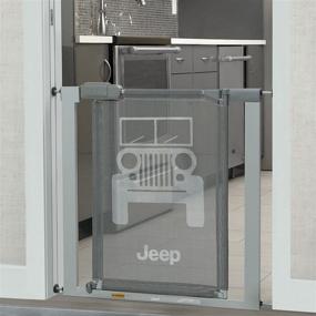 img 4 attached to Delta Children Jeep Adjustable Baby and Pet Safety Gate - Easy Fit Walkthrough Door, Pressure Mount, Grey - Fits Openings 28.5-40 Inches Wide