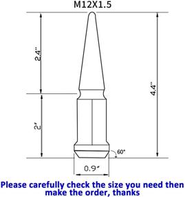 img 3 attached to 🔩 Шипованные гайки 12x1.5, 24 шт. Ново-хромированные гайки из твердой стали с 1 головкой для улучшенного SEO