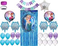 🎈 frozen birthday party decorations: elsa and anna balloon bouquet, snowflakes balloon, metallic tinsel foil fringe - 28pc kit logo