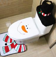 🎅 alimitopia christmas toilet set - snowman pattern, seat cover rug and tank lid cover - xmas decorative bathroom supplies (1 set) logo