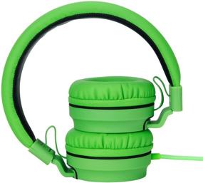 img 2 attached to 🎧 Rockpapa 950 Stereo Lightweight Foldable Headphones with Mic - Black/Green - for Cellphones, Tablets, Laptops & More!