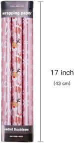 img 2 attached to 🎁 LeZakaa Pink Metallic Christmas Wrapping Paper Roll - Snowflakes/Santa Claus/&#34;HO&#34; Print - 3 Rolls, 17 x 120 in - Ideal for Gift Wrap, Arts Crafts - 42.5 sq.ft.ttl.