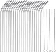 🥤 set of 25 ultra long stainless steel straws - 10 inch metal reusable drinking straws for 20-30 oz cups (20 bent straws, 5 cleaning brushes) logo