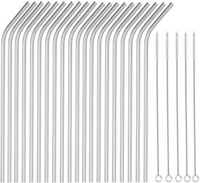 img 4 attached to 🥤 Set of 25 Ultra Long Stainless Steel Straws - 10 Inch Metal Reusable Drinking Straws for 20-30 OZ Cups (20 Bent Straws, 5 Cleaning Brushes)