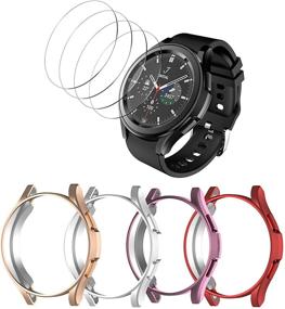 img 4 attached to 📱 [4+4 Pack] BHARVEST Samsung Galaxy Watch 4 Classic 42mm Screen Protector Case - 4 Packs Flexible TPU Frame Cover with 4 Sets Tempered Glass Protective Film for Galaxy Watch 4 Classic 42mm