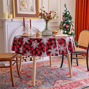 img 3 attached to 🎄 Waterproof Rectangle Christmas Snowflake Tablecloth