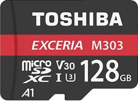 img 1 attached to 💾 Toshiba 128ГБ EXCERIA M303 microSDXC UHS-I U3 Карта с адаптером SD - 4K Класс10, V30, A1 - Чтение 98МБ/с, Запись 65МБ/с