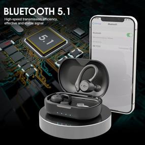 img 3 attached to 🎧 Беспроводные наушники Coucur Bluetooth 5.1: погружающий звук, съемные дужки, водонепроницаемость IP7, шумоподавляющий микрофон