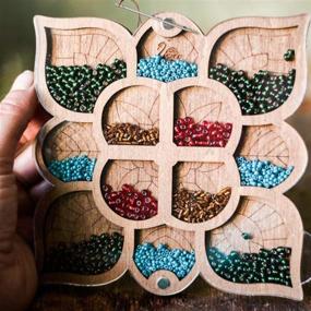 img 2 attached to 🎁 Lonjew Wood Bead Box: Organize and Store Flower Bead Supplies with Lid, Needle Magnet, and Tray - Perfect Gift for Jewelry Making and Beadwork Crafters