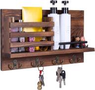 🔑 joowin wooden key holder & coat hooks wall mounted - organize keys, letters, bills, decorative for entrance door, kitchen, bedroom, tool room логотип