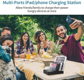 img 3 attached to 🔌 NTONPOWER Fastest Charging Station with Quick Charge 3.0 - 6 Ports Dock Organizer for Multiple Devices, iWatch Stand, 6 Phone Charger Cables - Smartphone, Tablet, Kindle - Black