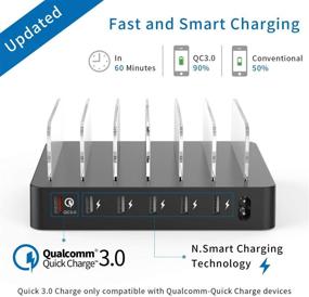 img 2 attached to 🔌 NTONPOWER Fastest Charging Station with Quick Charge 3.0 - 6 Ports Dock Organizer for Multiple Devices, iWatch Stand, 6 Phone Charger Cables - Smartphone, Tablet, Kindle - Black