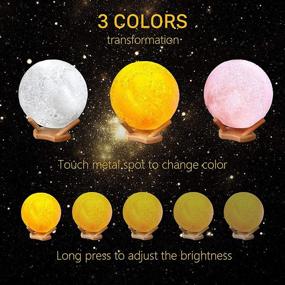 img 3 attached to 🌕 3D Moon Lamp with Touch Control, USB Rechargeable & Dimmable Light - Perfect Moon Light Room Decor & Birthday Gift for Kids, Women, and Moon Lovers - 3 Colors, 3.9inch