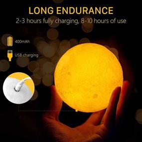 img 1 attached to 🌕 3D Moon Lamp with Touch Control, USB Rechargeable & Dimmable Light - Perfect Moon Light Room Decor & Birthday Gift for Kids, Women, and Moon Lovers - 3 Colors, 3.9inch