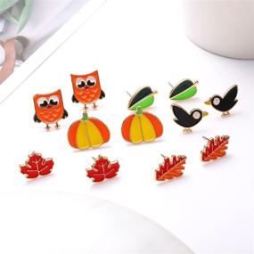 img 1 attached to Halloween Earrings: Express Your Spooky Style with XOCARTIGE Pumpkin Jewelry for Girls