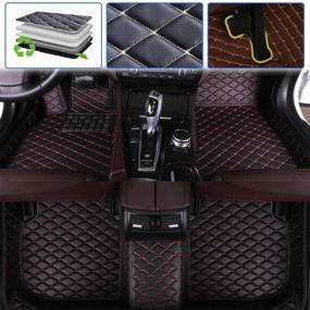 img 4 attached to SureKit Custom Car Floor Mats For Toyota Camry XV30 2001-2005 Luxury Leather Waterproof Anti-Skid Full Coverage Liner Front ＆ Rear Mat/Set (Black Red)