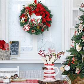 img 2 attached to Hoomall 18 Inch Christmas Wreaths: Festive Floral Door Hanging for Home Décor - Red Green-Merry Christmas