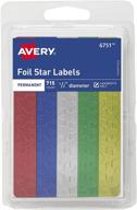 🌟 avery foil stars assorted labels, 1/2" diameter, permanent - blue, gold, green, red, silver (715 per pack) logo