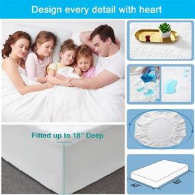 img 1 attached to 🌿 Premium Cooling Bamboo Waterproof Mattress Protector for Queen Size Beds – Soft 3D Air Fabric Pad Cover – Noiseless & Waterproof Sheets Included
