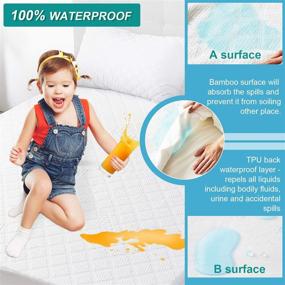 img 2 attached to 🌿 Premium Cooling Bamboo Waterproof Mattress Protector for Queen Size Beds – Soft 3D Air Fabric Pad Cover – Noiseless & Waterproof Sheets Included