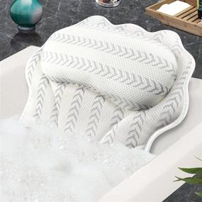 img 4 attached to Experience Ultimate Comfort with Hawbath Luxury Bathtub Pillow - 4D Air Mesh, Neck, Head, and Back Support, 6 Strong Grip Suction Cups