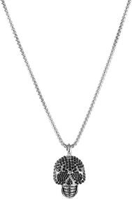 img 1 attached to 🚂 Punk Locomotive Steam Style Stainless Steel Silver CZ Skull Bones Pendant Necklace for the Fashion Savvy