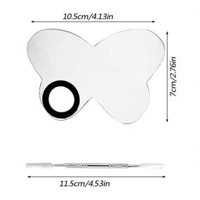 img 2 attached to 💄 2-Pack AYWFEY Makeup Palette and Spatula Set, Premium Stainless Steel Cosmetic Mirror Lady Mixing Palette Tool for Nail Art, Eye Shadow, Eyelash Pigment Blending, Foundation - Silver