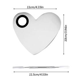 img 3 attached to 💄 2-Pack AYWFEY Makeup Palette and Spatula Set, Premium Stainless Steel Cosmetic Mirror Lady Mixing Palette Tool for Nail Art, Eye Shadow, Eyelash Pigment Blending, Foundation - Silver