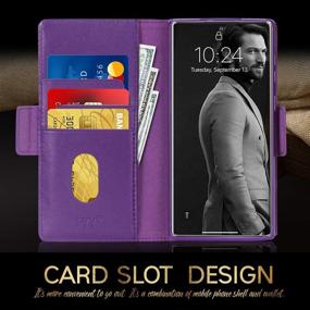 img 1 attached to 📱 FYY Case for Samsung Galaxy Note 20 6.7", Luxury Cowhide Genuine Leather RFID Blocking Wallet Case - Purple: Flip Folio Cover with Kickstand Function and Card Slots for Galaxy Note 20