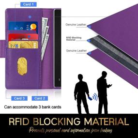 img 2 attached to 📱 FYY Case for Samsung Galaxy Note 20 6.7", Luxury Cowhide Genuine Leather RFID Blocking Wallet Case - Purple: Flip Folio Cover with Kickstand Function and Card Slots for Galaxy Note 20