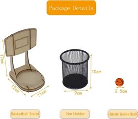 img 3 attached to Handmade Wooden Basketball Pencil Holder Stand with Ball - GUOZI Creative Pen Organizer, Metal Mesh Pencil Cup for Kids Desk, Office, Home, School Supplies - Ideal Birthday, Christmas Gift, and More.