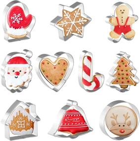 img 4 attached to 🎄 10-Piece Christmas Cookie Cutter Set: Holiday Designs including Gingerbread Man, Christmas Tree, Candy Cane, and More