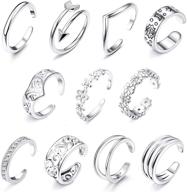 👣 luxurious lolias 11pcs adjustable open toe rings for women - stylish arrow designed foot jewelry set perfect for beach & gifts logo