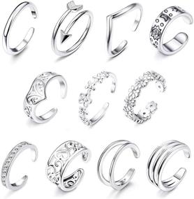 img 4 attached to 👣 Luxurious LOLIAS 11Pcs Adjustable Open Toe Rings for Women - Stylish Arrow Designed Foot Jewelry Set Perfect for Beach & Gifts