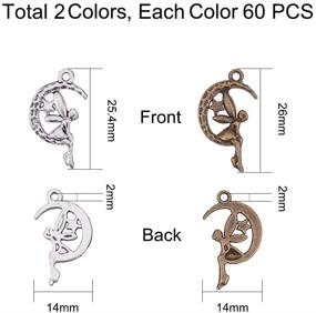 img 3 attached to 🌙 PH PandaHall 120pcs Tibetan Style Moon & Fairy Shape Alloy Pendant Charms for Necklace, Bracelet, Jewelry Making Craft DIY - Antique Bronze & Antique Silver