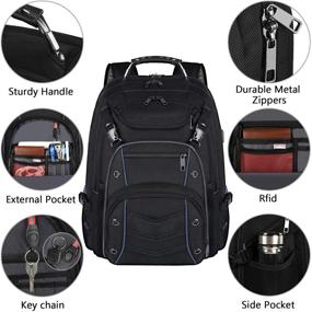 img 3 attached to Ultimate 18.4 Laptop Backpack for Men: 55L Extra Large, 🎒 Gaming-Ready with USB Charger Port, TSA Friendly & RFID Anti-Theft Pocket