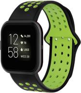 batiny watch bands compatible with fitbit versa/versa 2/lite/special edition bands for men women silicone replacement strap (black/green logo